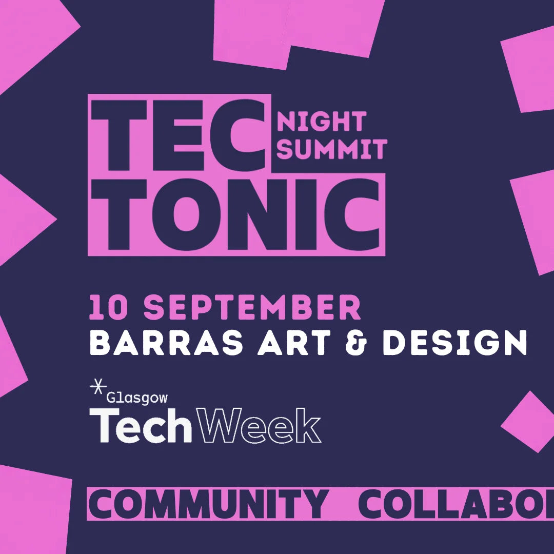 tectonic night summit 2026 square banner in purple and blue